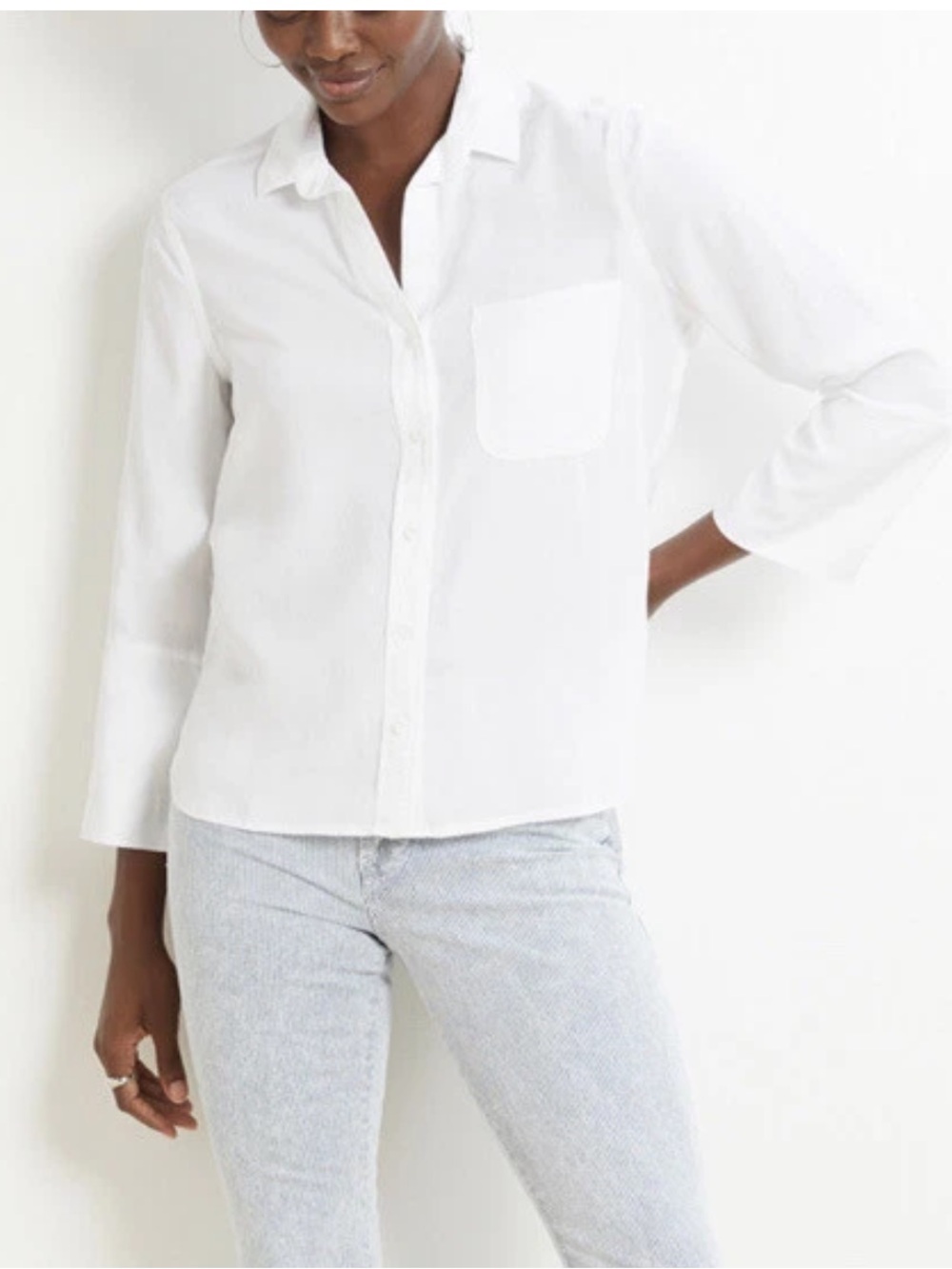Cloth & Stone White 100% Tencel Button Up Shirt Size Large Minimalist